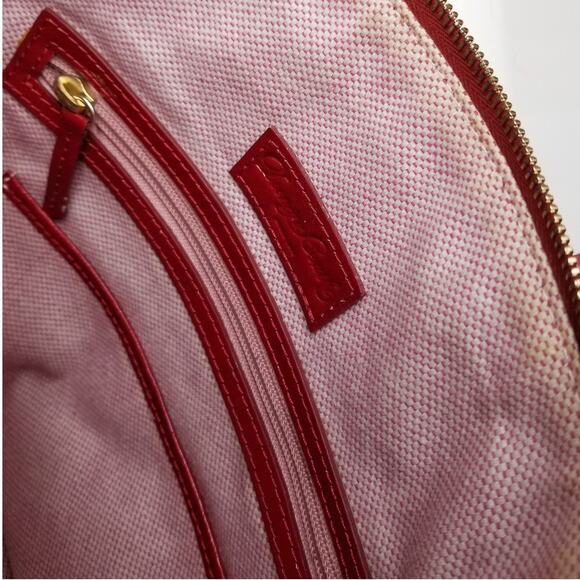 DOONEY & BOURKE Dillen Pocket Satchel Cherry Patent Leather Gold Crossbody Strap - Picture 10 of 16